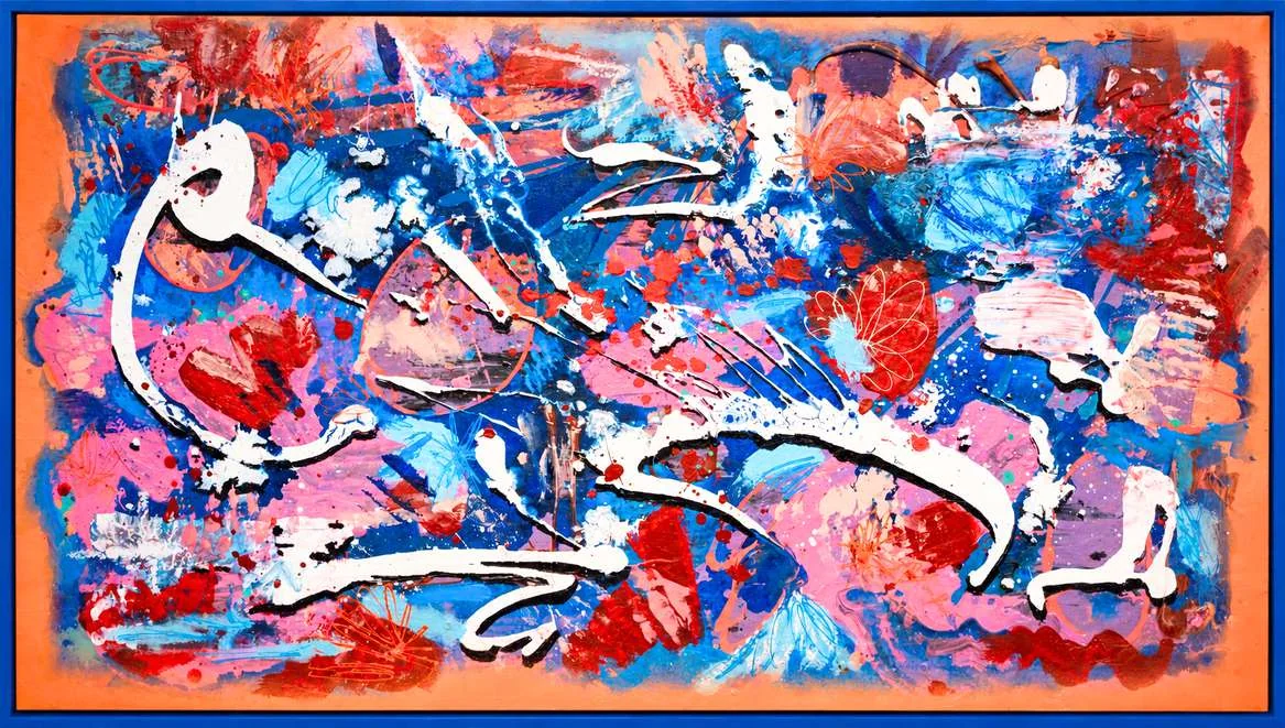 Tutto Passa 13, 2026. Acrylic on canvas, ink, spray paint, 120 × 100 cm. Painting by Ivan Gette.