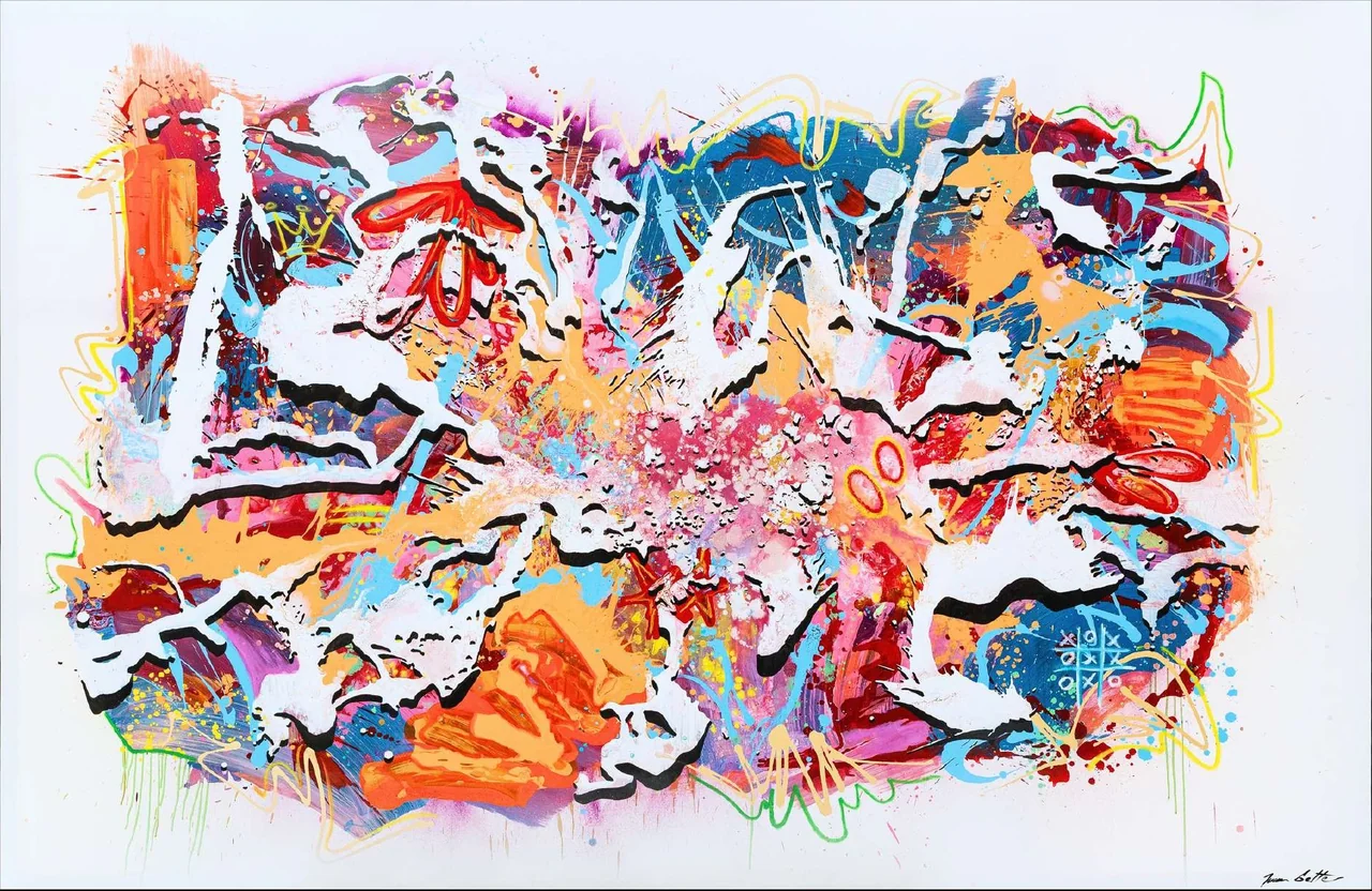 Tutto Passa 14, 2026. Acrylic on canvas, ink, spray paint, oil marker, 300 × 200 cm. Painting by Ivan Gette.
