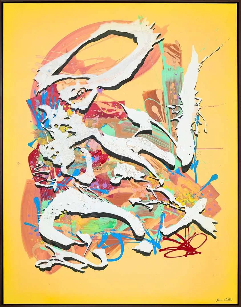Tutto Passa 6, 2026. Acrylic on canvas, ink, spray paint, 180 × 140 cm. Painting by Ivan Gette.