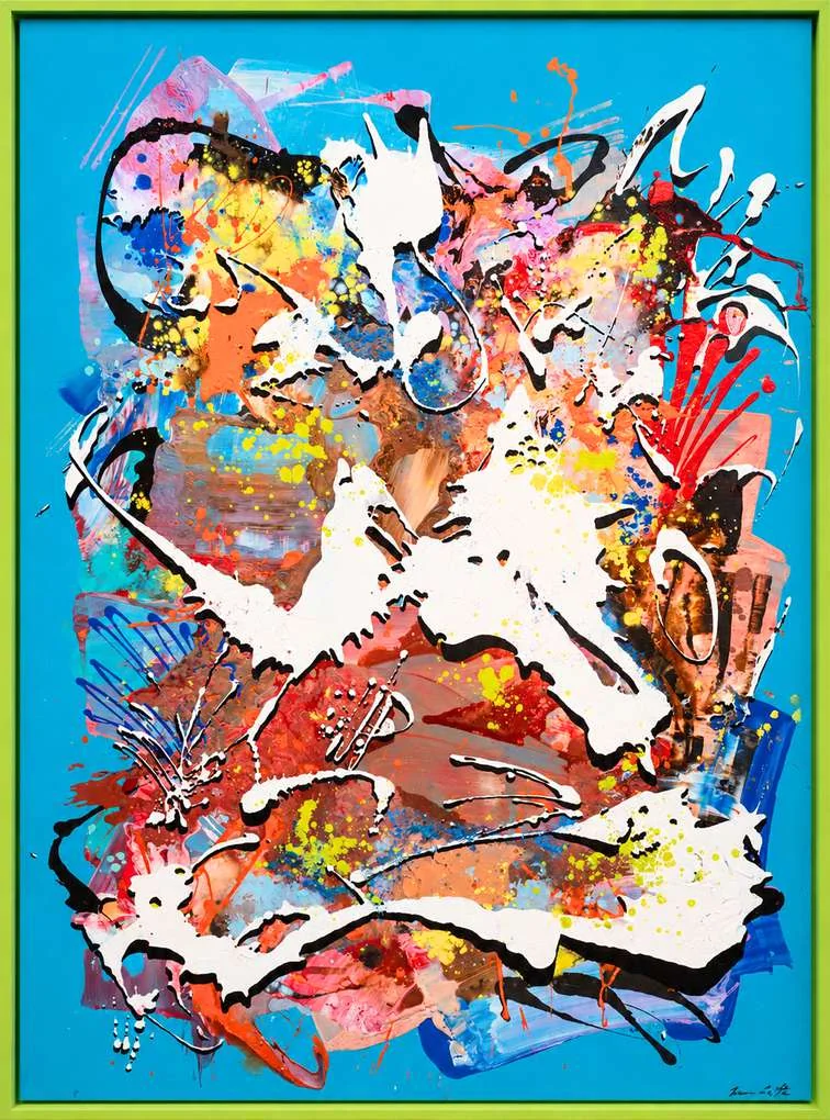 Tutto Passa 7, 2026. Acrylic on canvas, ink, spray paint, 160 × 120 cm. Painting by Ivan Gette.