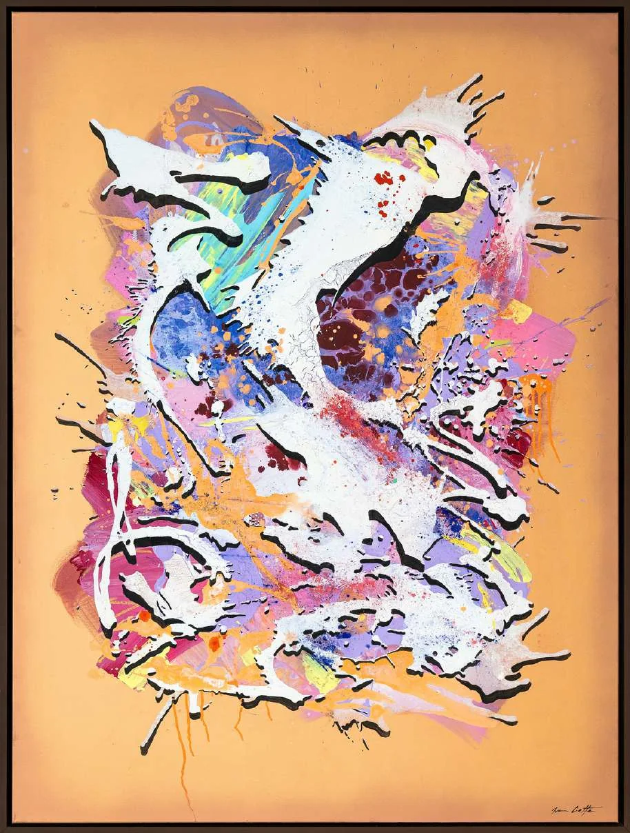 Tutto Passa 8, 2026. Acrylic on canvas, ink, spray paint, 160 × 120 cm. Painting by Ivan Gette.